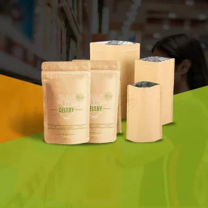Brown Kraft Paper With Aluminum Lamination Standup Pouch