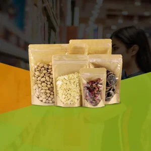 Front Clear and Back Kraft Paper Standup Pouch